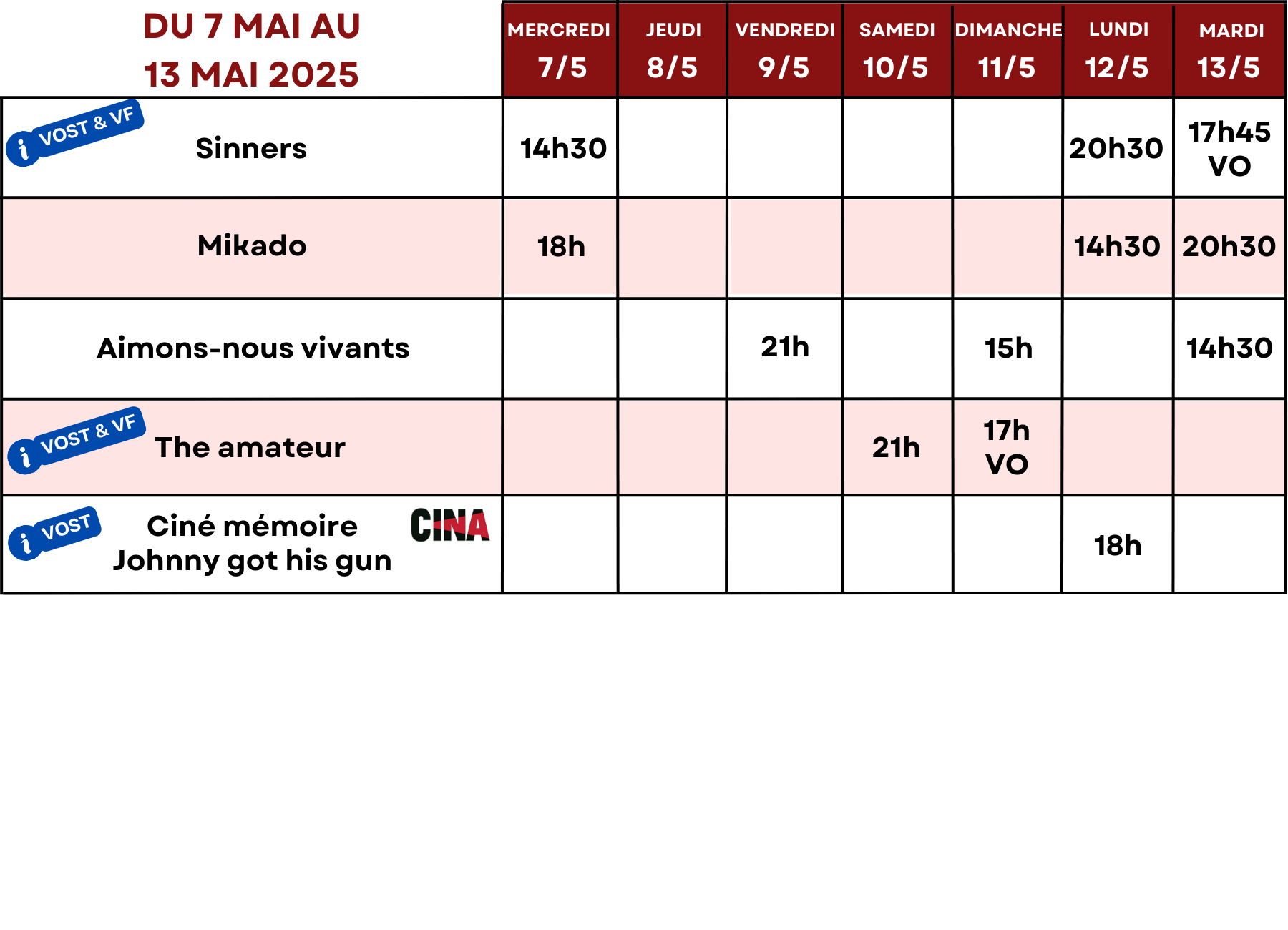 Du 7 mai au 13 mai