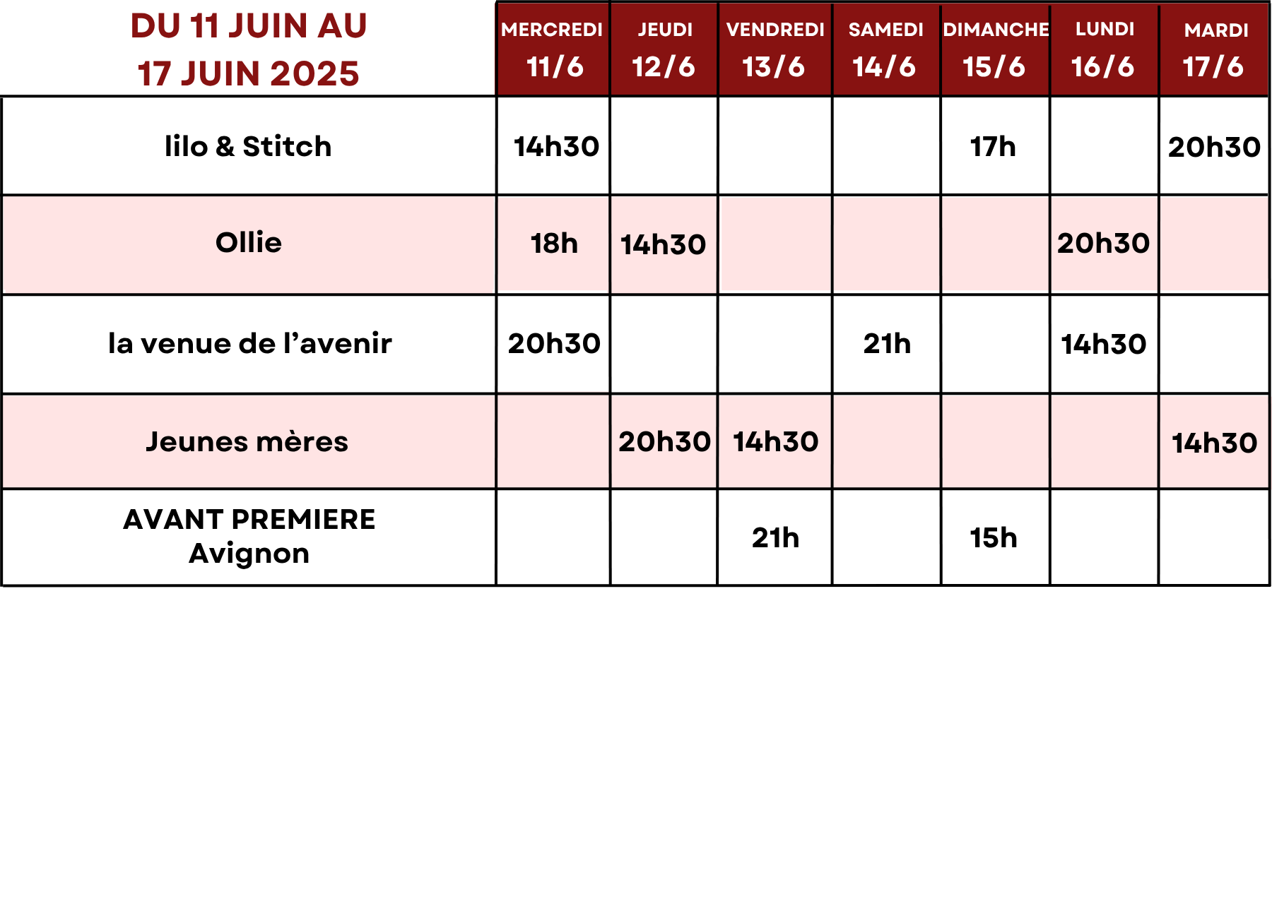 du 11 juin au 17 juin