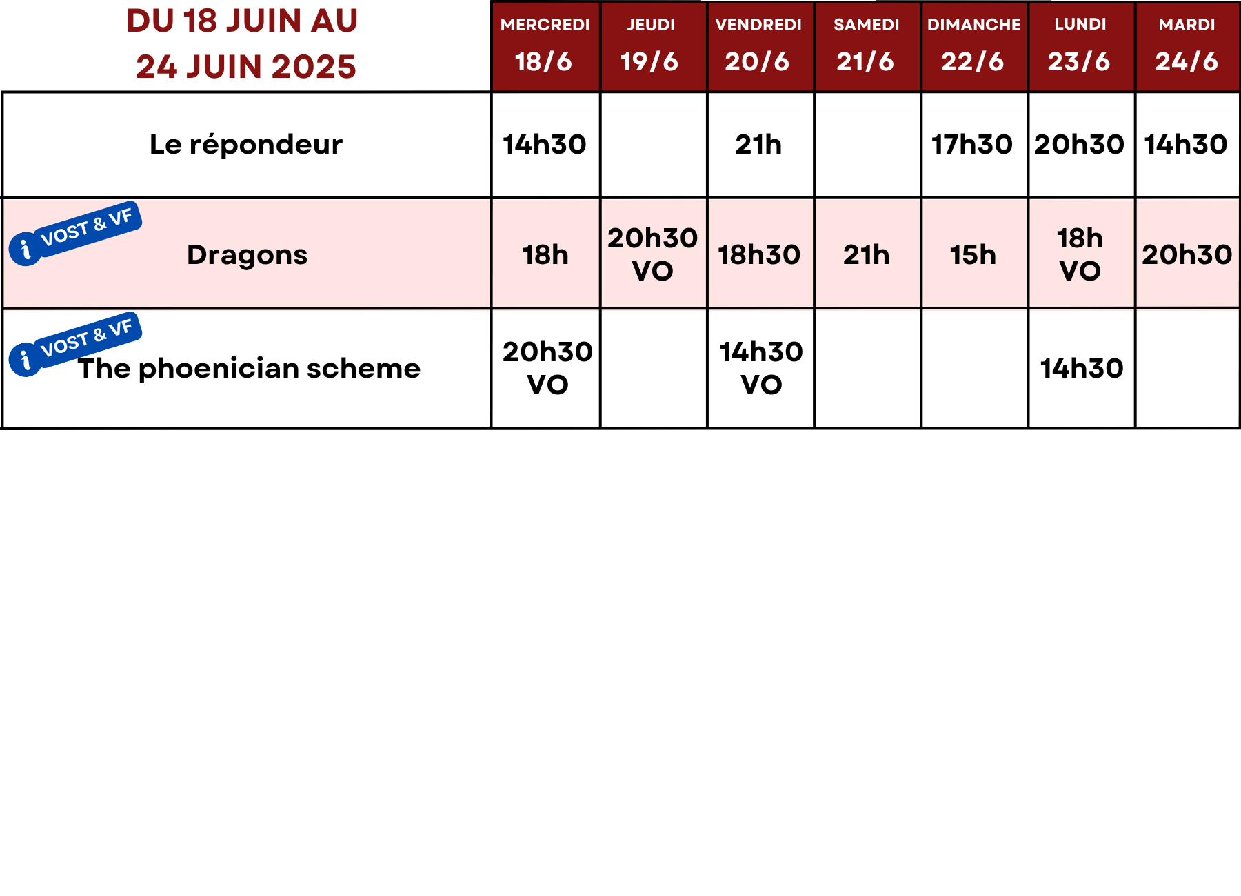 Du 18 juin au 24 juin