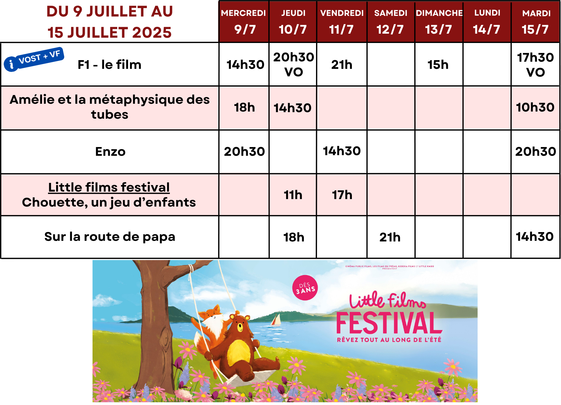 du 9 juillet au 15 juillet