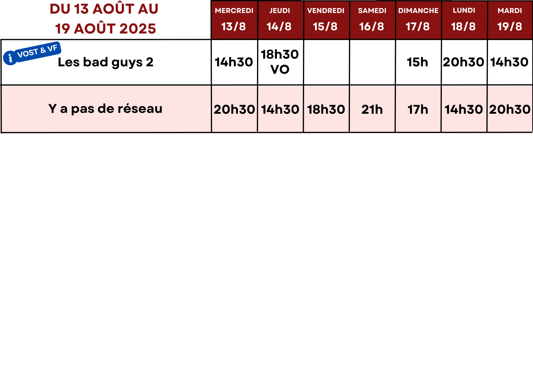 13 aout au 19 aout