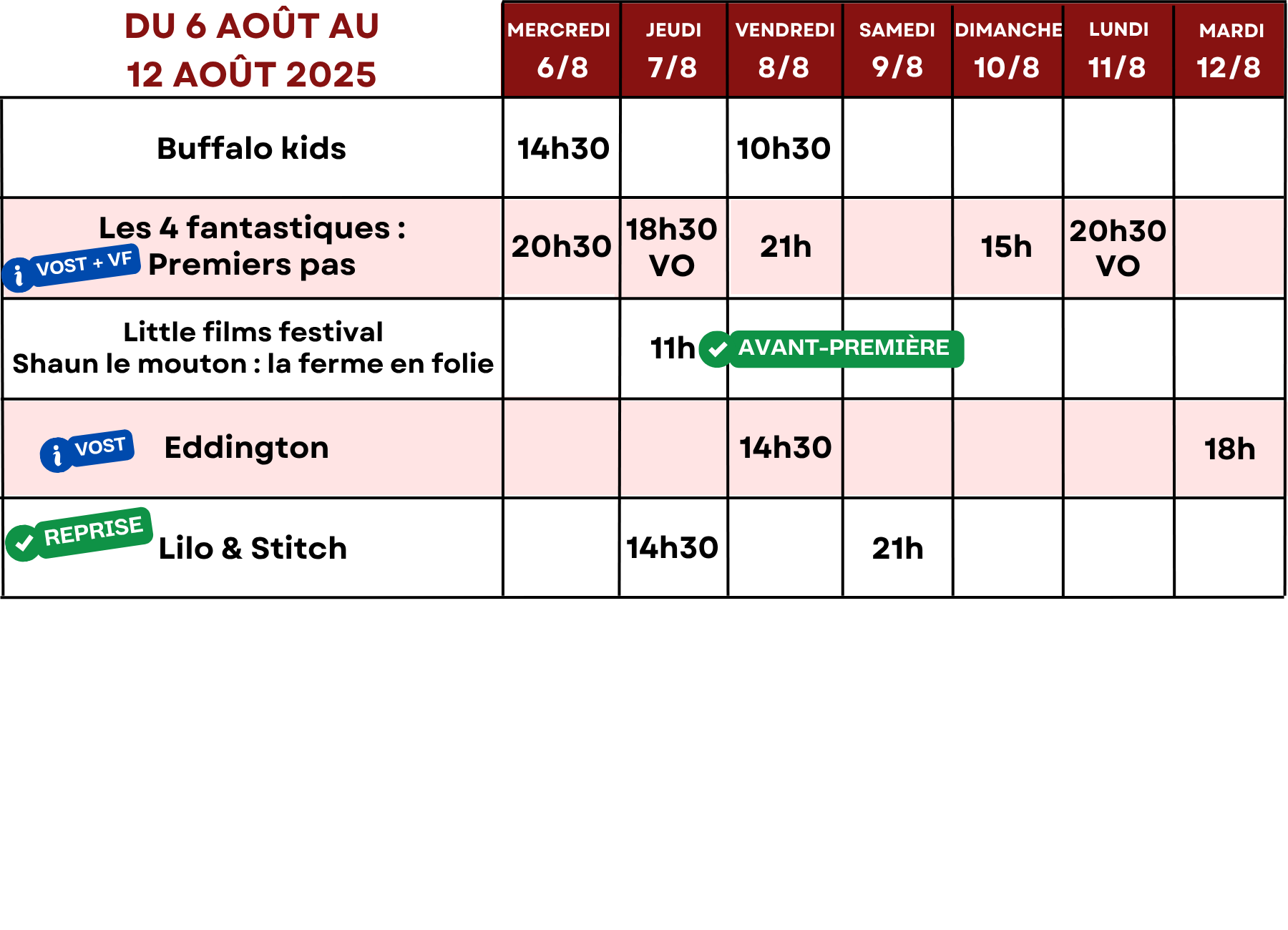 6 aout au 12 aout