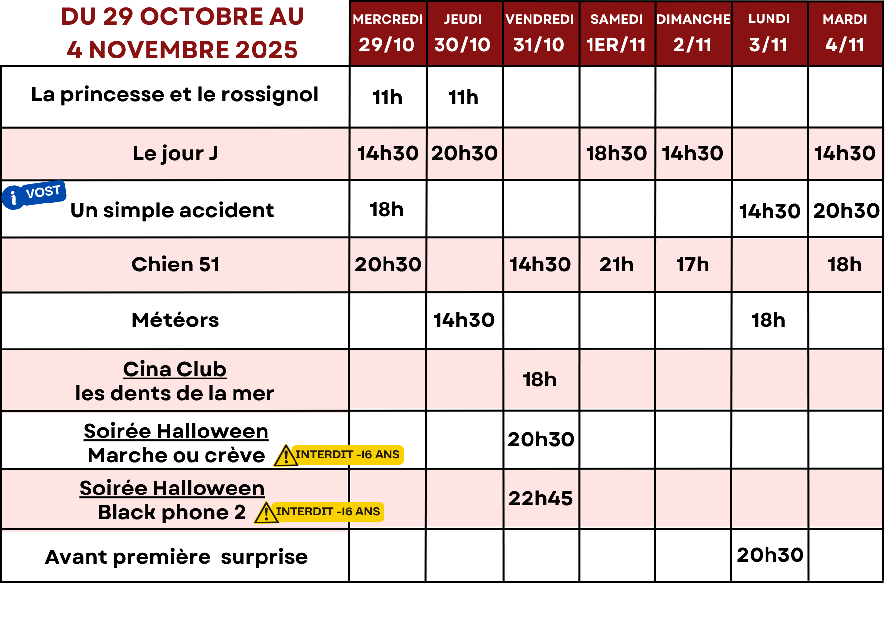 29 oct – 4 nov 2025