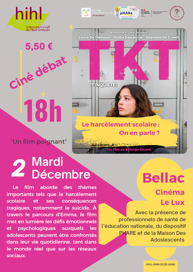 Ciné débat : TKT (t’inquiète), le harcèlement scolaire : on en parle ?