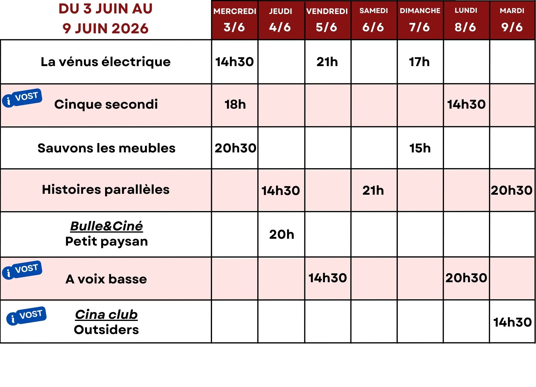 3 juin – 9 juin 2026