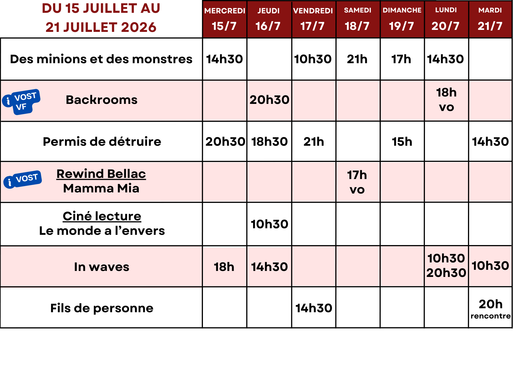 15 juillet -21 juillet