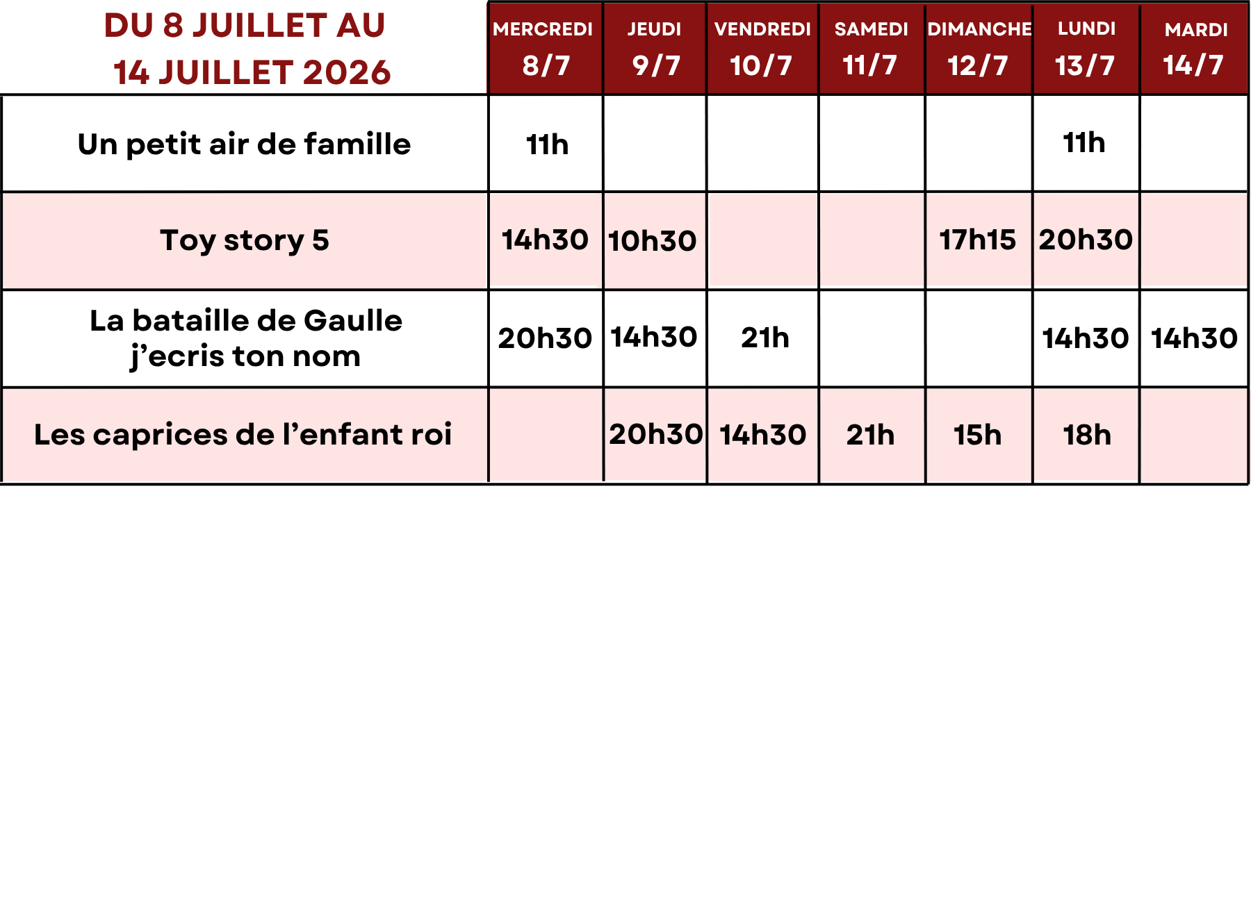 8 juillet – 14 juillet
